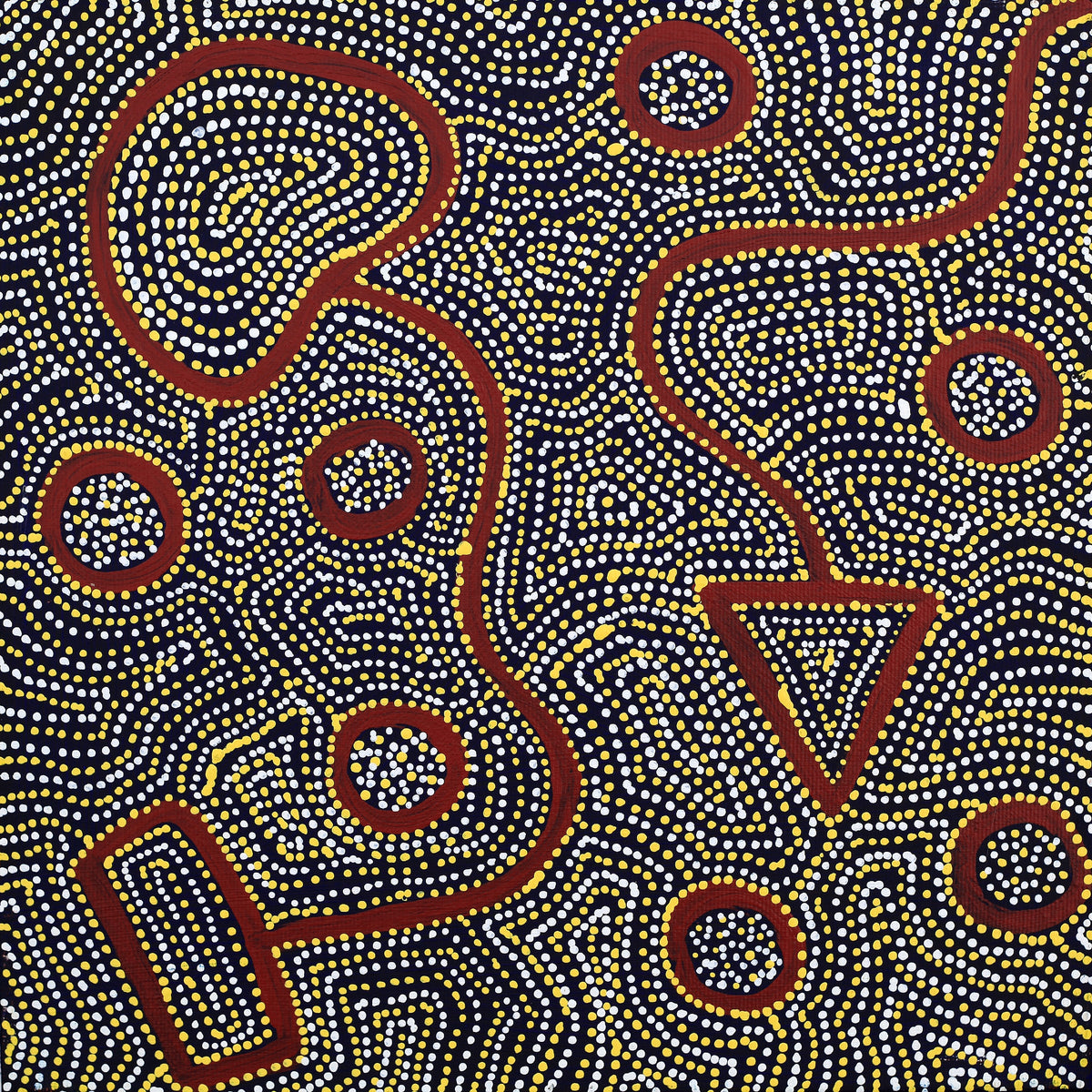 Aboriginal Art by Shanna Napanangka Williams, Ngapa Jukurrpa - Puyurru, 30x30cm - ART ARK®