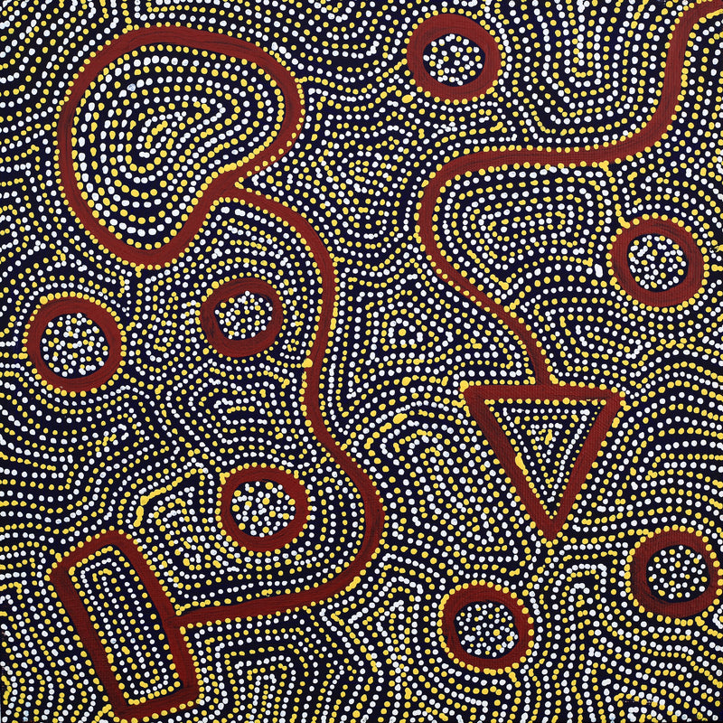 Aboriginal Artwork by Shanna Napanangka Williams, Ngapa Jukurrpa - Puyurru, 30x30cm