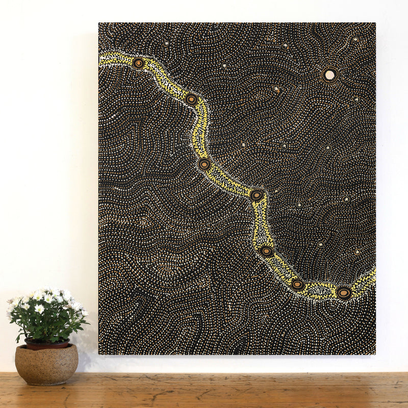 Aboriginal Artwork by Shanna Napanangka Williams, Star or Seven Sisters Dreaming, 91x76cm