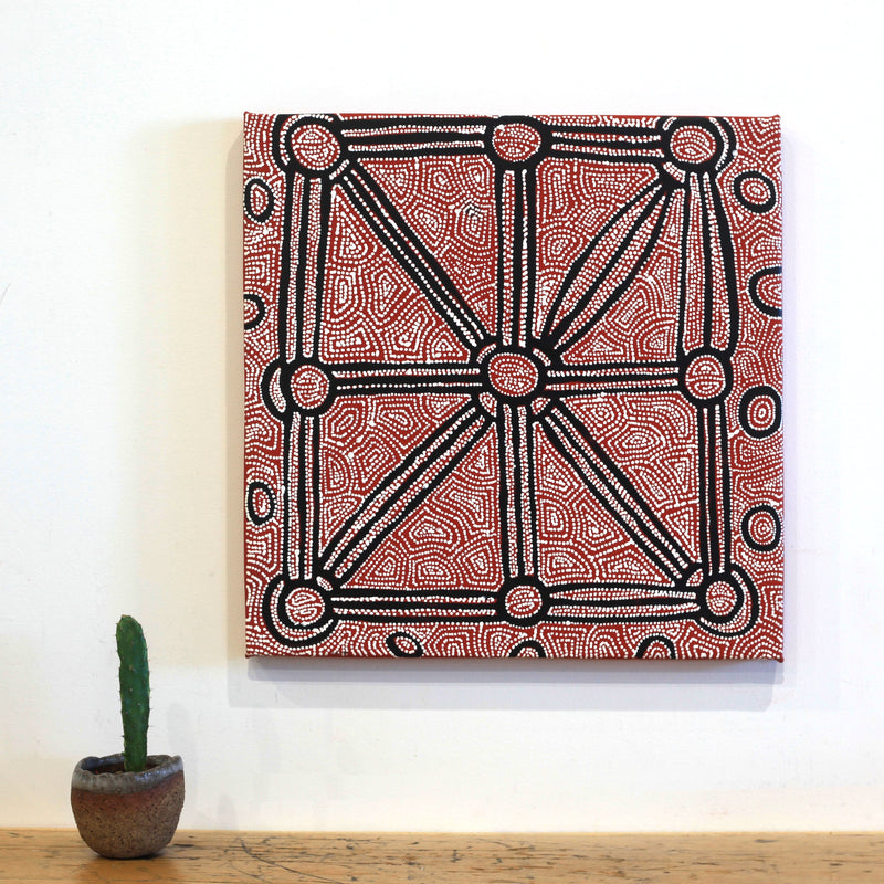 Aboriginal Artwork by Shanna Napanangka Williams, Ngapa Jukurrpa - Puyurru, 46x46cm