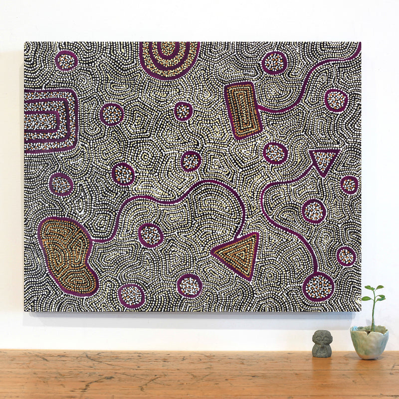 Aboriginal Artwork by Shanna Napanangka Williams, Ngapa Jukurrpa - Puyurru, 76x61cm