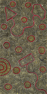 Aboriginal Artwork by Shanna Napanangka Williams, Ngapa Jukurrpa - Puyurru, 91x46cm