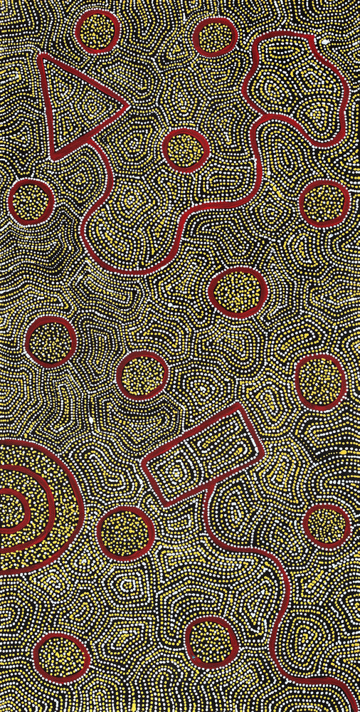 Aboriginal Artwork by Shanna Napanangka Williams, Ngapa Jukurrpa - Puyurru, 91x46cm