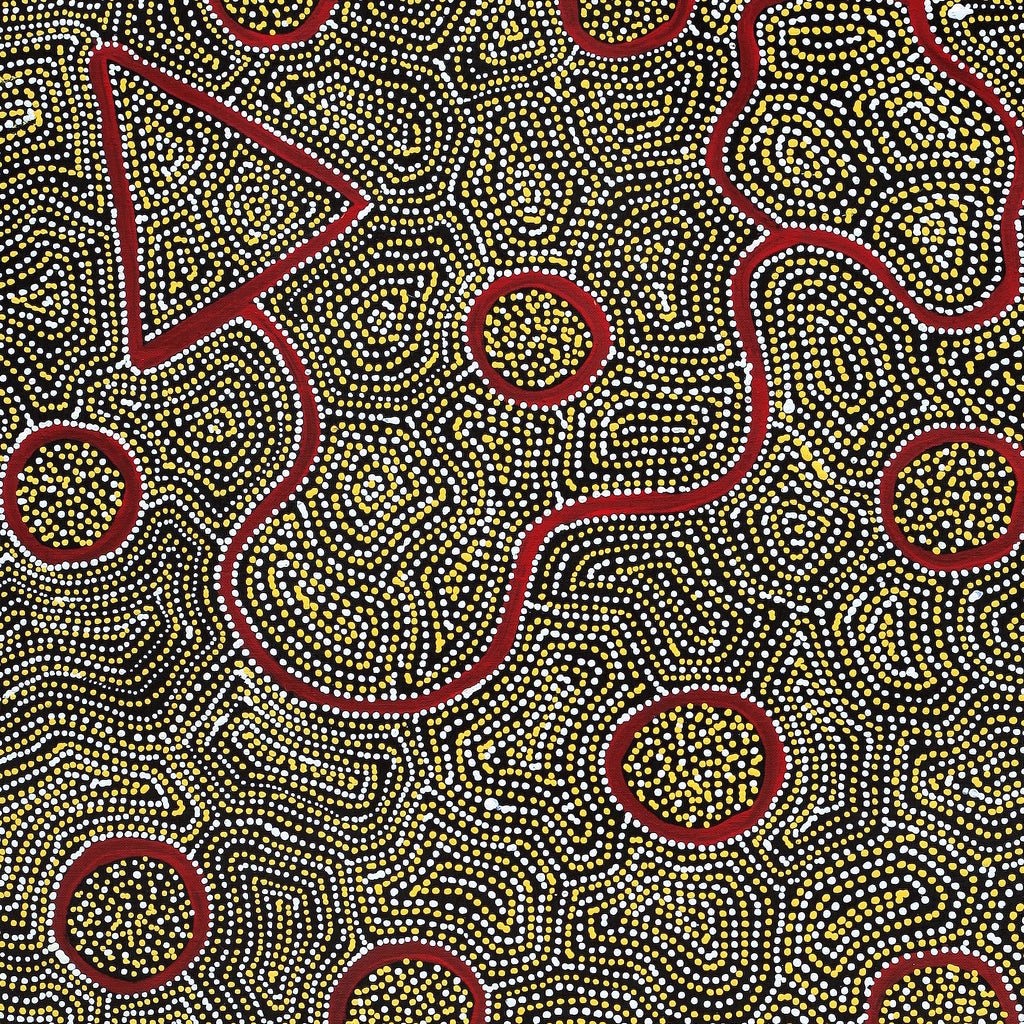 Aboriginal Artwork by Shanna Napanangka Williams, Ngapa Jukurrpa - Puyurru, 91x46cm - ART ARK®