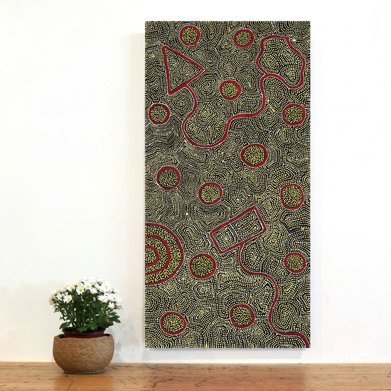 Aboriginal Artwork by Shanna Napanangka Williams, Ngapa Jukurrpa - Puyurru, 91x46cm