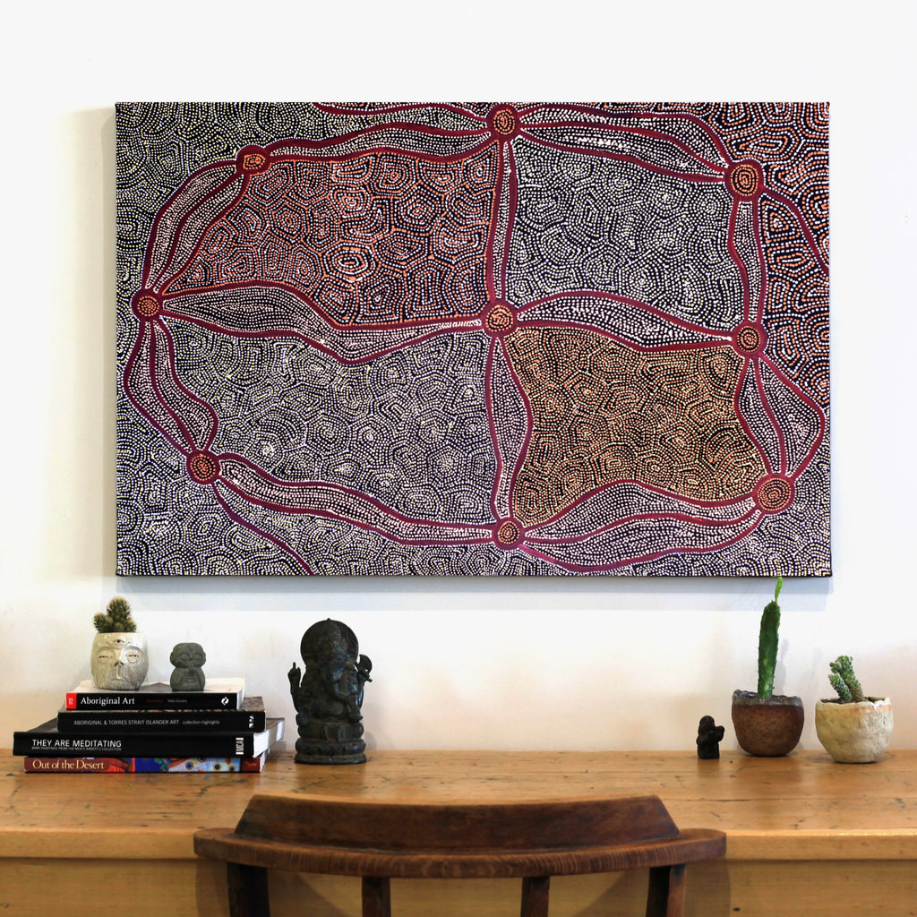 Aboriginal Artwork by Shanna Napanangka Williams, Ngapa Jukurrpa - Puyurru, 91x61cm