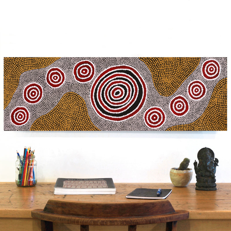 Aboriginal Artwork by Sharelle Napangardi Dixon, Karnta Jukurrpa (Womens Dreaming), 91x30cm