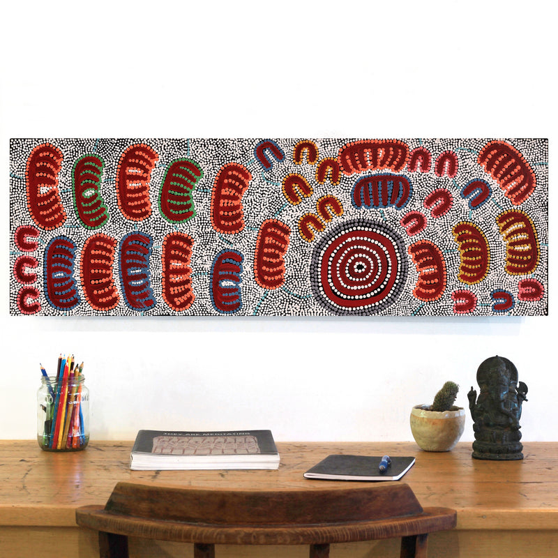 Aboriginal Artwork by Sharelle Napangardi Dixon, Karnta Jukurrpa (Womens Dreaming), 91x30cm