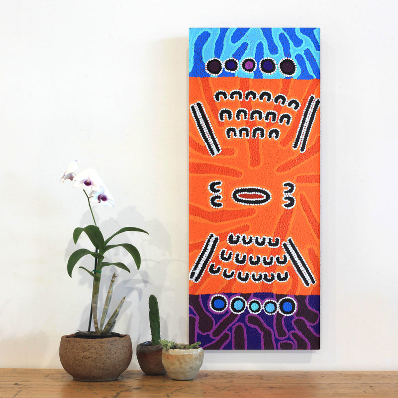 Aboriginal Artwork by Sharelle Napangardi Dixon, Karnta Jukurrpa (Womens Dreaming), 76x30cm