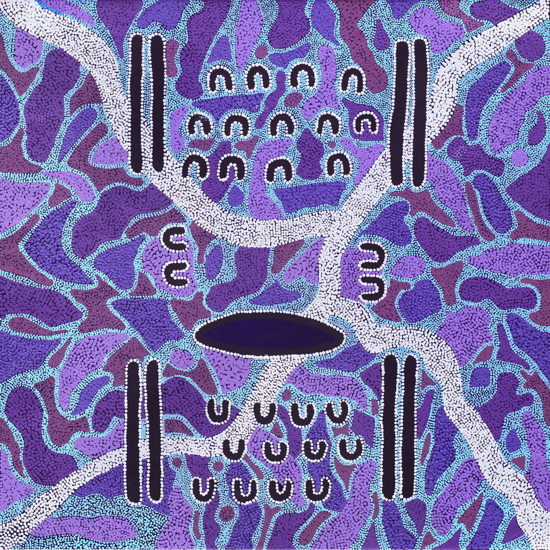 Aboriginal Artwork by Sharelle Napangardi Dixon, Karnta Jukurrpa (Womens Dreaming), 76x76cm