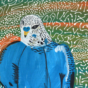 Aboriginal Art by Sharlene Nakamarra Nelson, Jurlpu kuja kalu nyinami Yurntumu-wana (Birds that live around Yuendumu), 30x30cm - ART ARK®