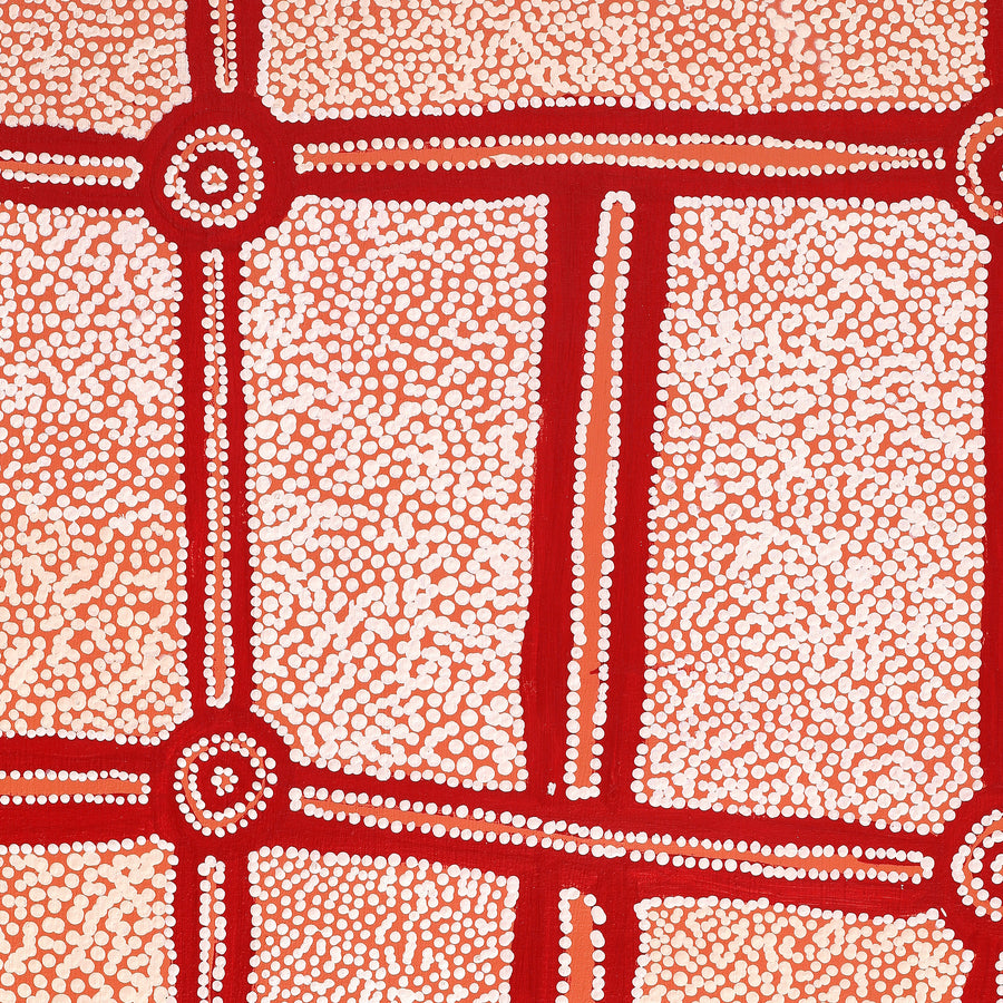 Aboriginal Artwork by Sharoline Nampijinpa Frank, Ngapa Jukurrpa (Water Dreaming) - Puyurru, 91x61cm