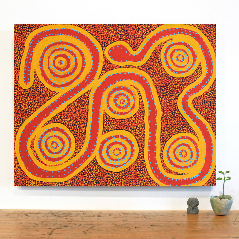 Aboriginal Artwork by Sharoline Nampijinpa Frank, Warna Jukurrpa (Snake Dreaming), 76x61cm