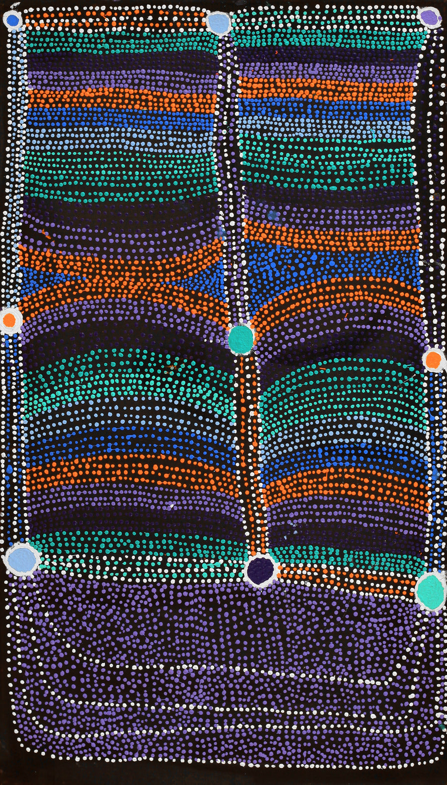 Aboriginal Artwork by Sheree Napurrurla Wayne, Lukarrara Jukurrpa (Desert Fringe-rush Seed Dreaming), 107x61cm