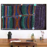 Aboriginal Artwork by Sheree Napurrurla Wayne, Lukarrara Jukurrpa (Desert Fringe-rush Seed Dreaming), 107x61cm