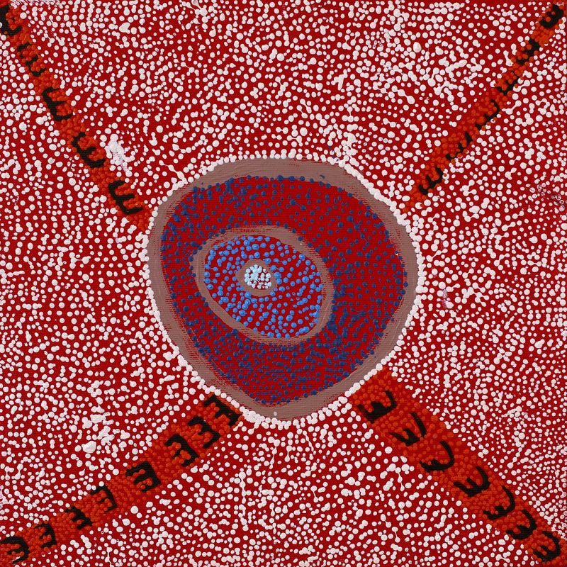 Aboriginal Artwork by Sheree Napurrurla Wayne, Lukarrara Jukurrpa (Desert Fringe-rush Seed Dreaming), 30x30cm