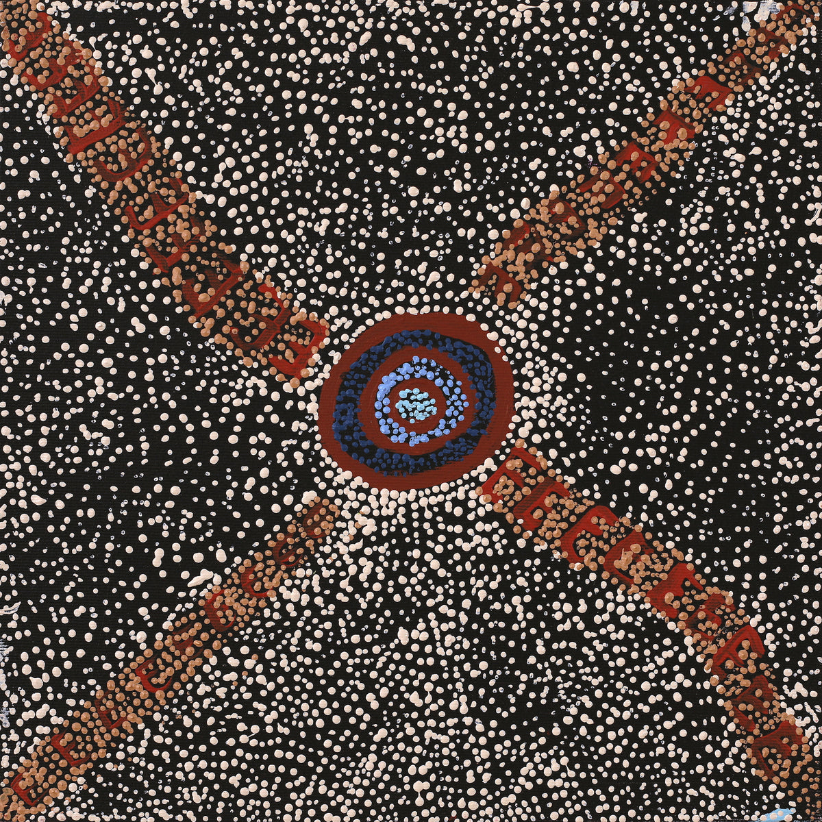 Aboriginal Art by Sheree Napurrurla Wayne, Lukarrara Jukurrpa (Desert Fringe-rush Seed Dreaming), 30x30cm - ART ARK®