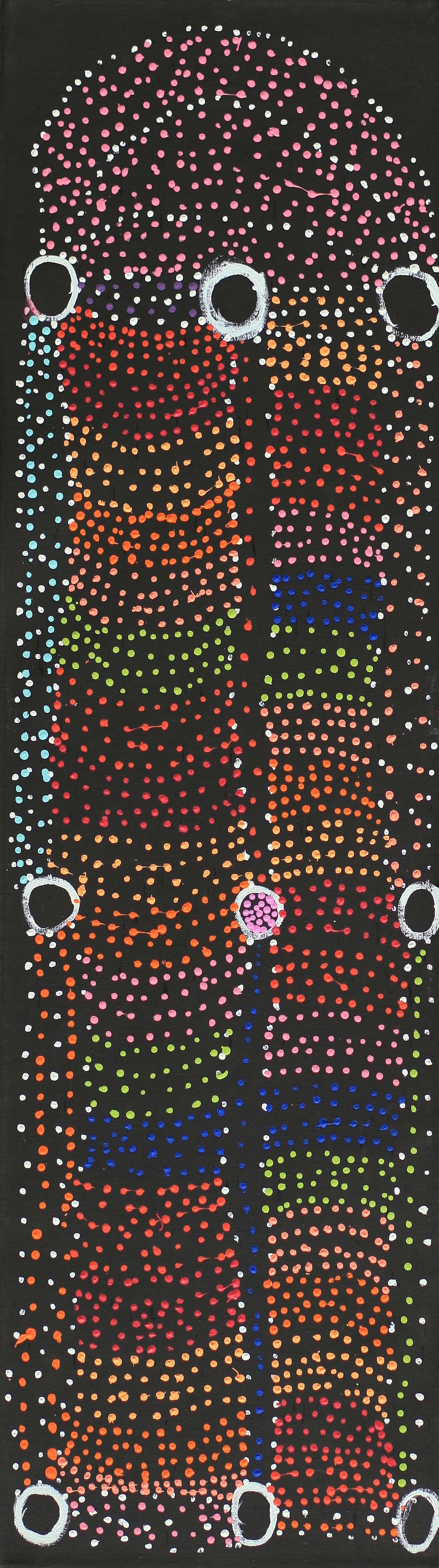 Aboriginal Artwork by Sheree Napurrurla Wayne, Lukarrara Jukurrpa (Desert Fringe-rush Seed Dreaming), 107x30cm