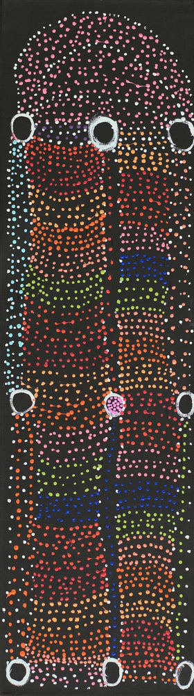 Aboriginal Artwork by Sheree Napurrurla Wayne, Lukarrara Jukurrpa (Desert Fringe-rush Seed Dreaming), 107x30cm