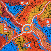 Aboriginal Artwork by Sheree Napurrurla Wayne, Karnta Jukurrpa Lukarrara Jukurrpa (Desert Fringe-rush Seed Dreaming), 30x30cm