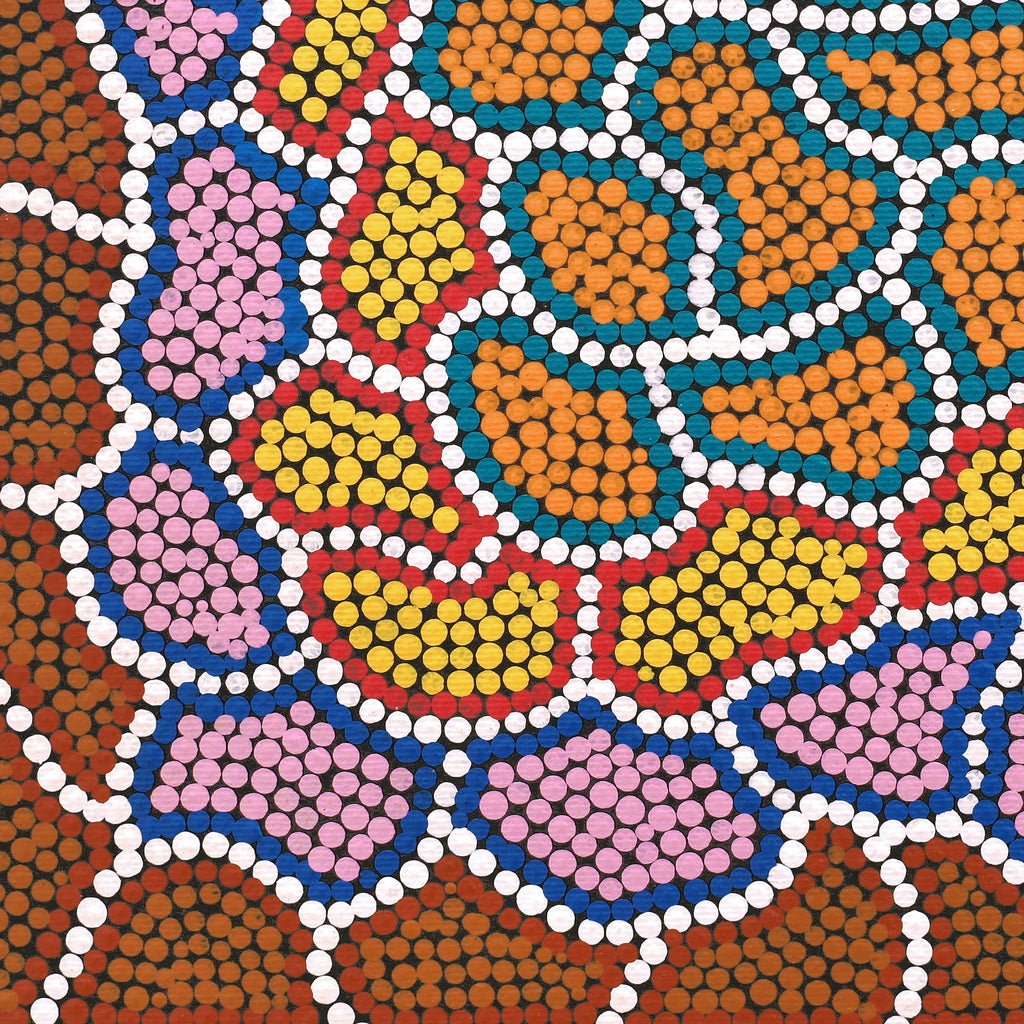 Aboriginal Artwork by Sherise Nangala Abbott, Watiya-warnu Jukurrpa (Seed Dreaming), 30x30cm