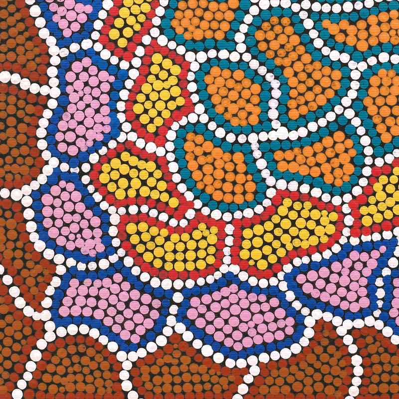 Aboriginal Artwork by Sherise Nangala Abbott, Watiya-warnu Jukurrpa (Seed Dreaming), 30x30cm
