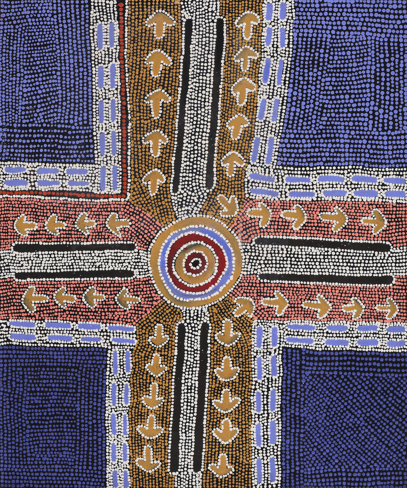 Aboriginal Artwork by Shakira Napaljarri Morris, Yarungkanyi Jukurrpa (Mt Doreen Dreaming), 91x76cm