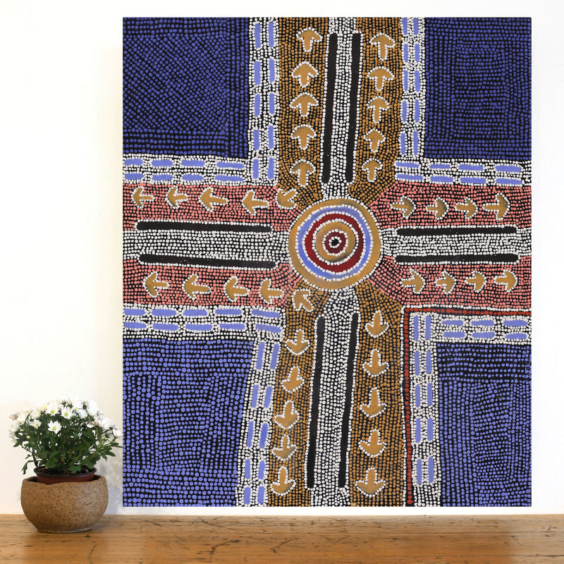 Aboriginal Artwork by Shakira Napaljarri Morris, Yarungkanyi Jukurrpa (Mt Doreen Dreaming), 91x76cm