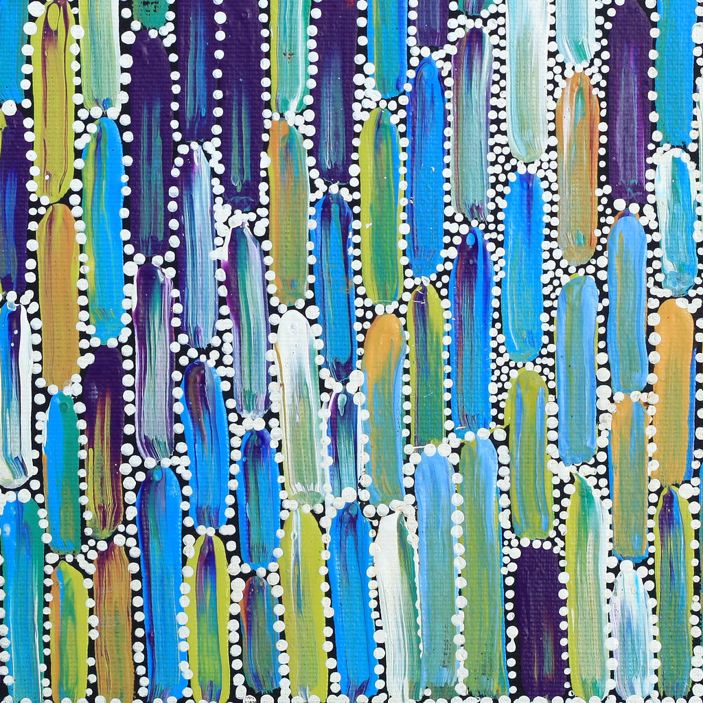 Aboriginal Artwork by Shakira Pitjara Patrick, Yarla Jukurrpa (Bush Potato Dreaming) - Cockatoo Creek, 30x30cm
