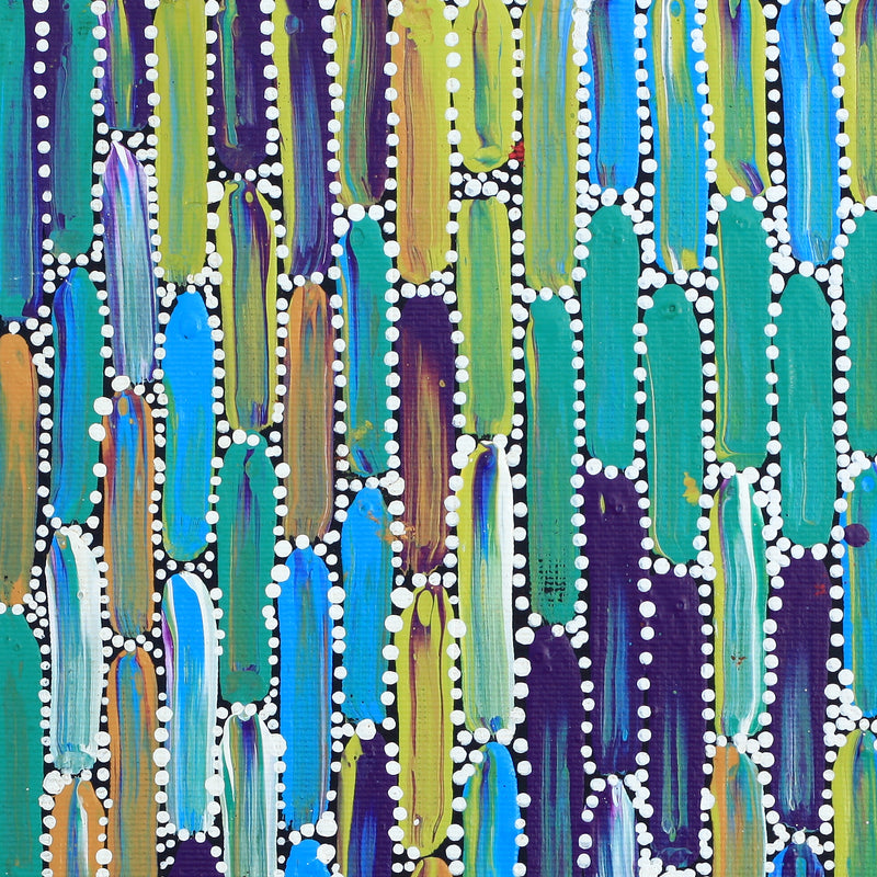 Aboriginal Artwork by Shakira Pitjara Patrick, Yarla Jukurrpa (Bush Potato Dreaming) - Cockatoo Creek, 30x30cm