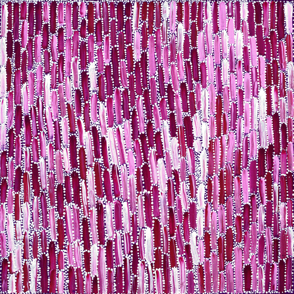Aboriginal Artwork by Shakira Pitjara Patrick, Yarla Jukurrpa (Bush Potato Dreaming) - Cockatoo Creek, 46x46cm