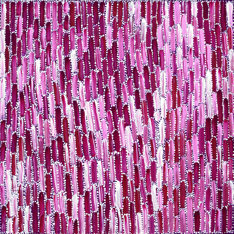 Aboriginal Artwork by Shakira Pitjara Patrick, Yarla Jukurrpa (Bush Potato Dreaming) - Cockatoo Creek, 46x46cm