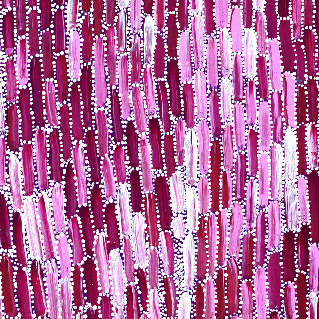 Aboriginal Artwork by Shakira Pitjara Patrick, Yarla Jukurrpa (Bush Potato Dreaming) - Cockatoo Creek, 46x46cm