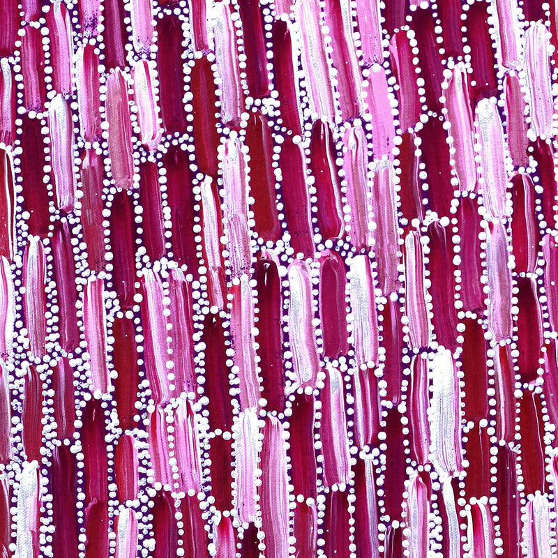 Aboriginal Artwork by Shakira Pitjara Patrick, Yarla Jukurrpa (Bush Potato Dreaming) - Cockatoo Creek, 46x46cm