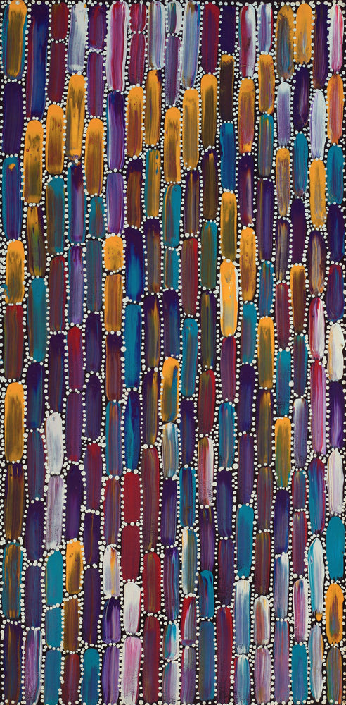 Aboriginal Artwork by Shakira Pitjara Patrick, Yarla Jukurrpa (Bush Potato Dreaming) - Cockatoo Creek, 61x30cm