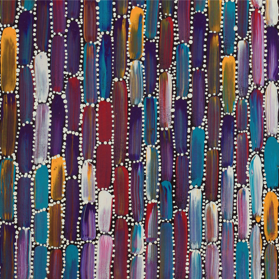 Aboriginal Artwork by Shakira Pitjara Patrick, Yarla Jukurrpa (Bush Potato Dreaming) - Cockatoo Creek, 61x30cm