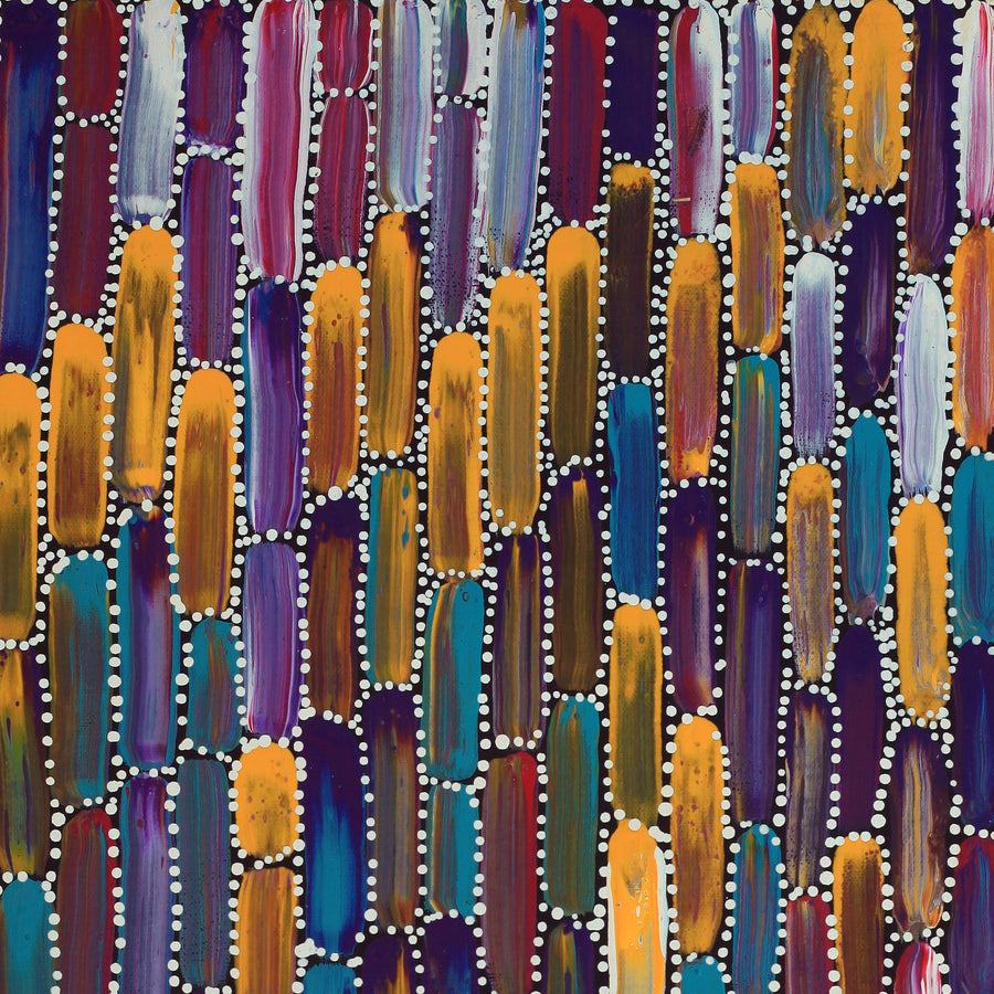 Aboriginal Artwork by Shakira Pitjara Patrick, Yarla Jukurrpa (Bush Potato Dreaming) - Cockatoo Creek, 61x30cm