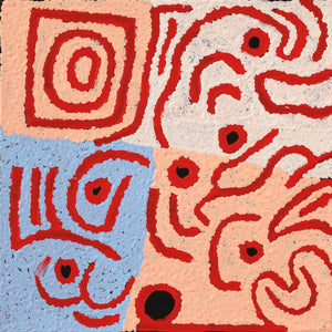Aboriginal Artwork by Shaimaya Nampijinpa Brown, Luurnpa Jukurrpa (Kingfisher Dreaming) - Lake MacKay, 30x30cm - ART ARK®