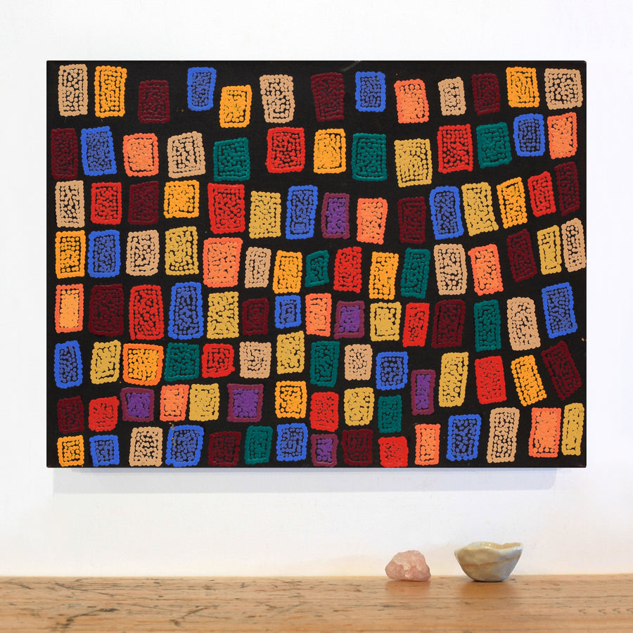 Aboriginal Artwork by Shimayla Nampijinpa Turner, Pamapardu Jukurrpa (Flying Ant Dreaming) - Warntungurru, 61x46cm