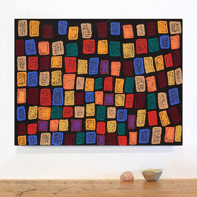 Aboriginal Artwork by Shimayla Nampijinpa Turner, Pamapardu Jukurrpa (Flying Ant Dreaming) - Warntungurru, 61x46cm