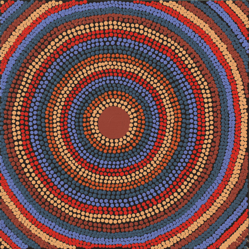 Aboriginal Artwork by Shirley Napanangka Martin, Puturlu Jukurrpa (Mt Theo Dreaming), 30x30cm