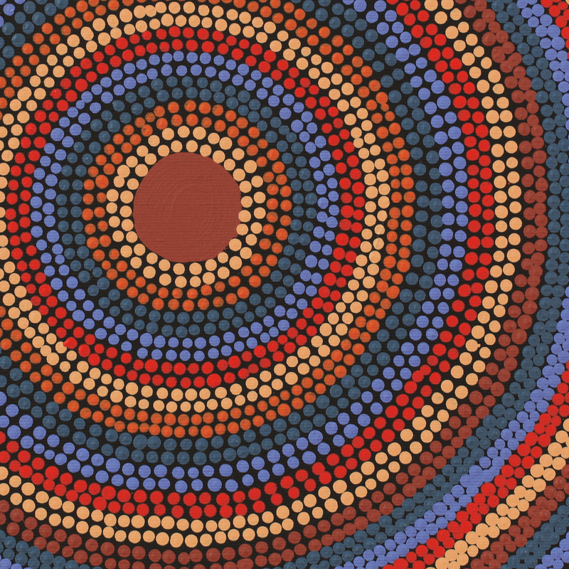 Aboriginal Artwork by Shirley Napanangka Martin, Puturlu Jukurrpa (Mt Theo Dreaming), 30x30cm