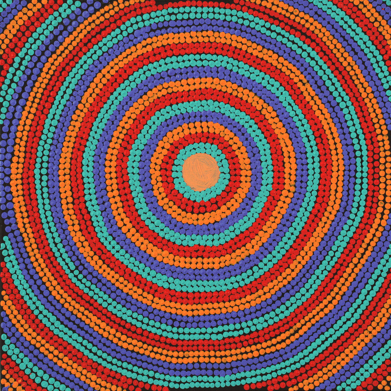 Aboriginal Artwork by Shirley Napanangka Martin, Puturlu Jukurrpa (Mt Theo Dreaming), 30x30cm