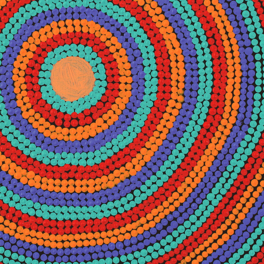 Aboriginal Artwork by Shirley Napanangka Martin, Puturlu Jukurrpa (Mt Theo Dreaming), 30x30cm