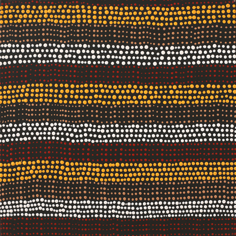 Aboriginal Artwork by Shirley Nampijinpa Turner, Pikilyi Jukurrpa (Vaughan Springs Dreaming), 30x30cm