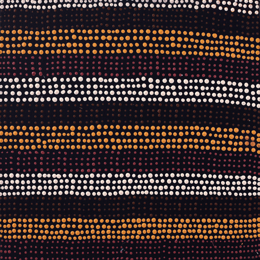 Aboriginal Artwork by Shirley Nampijinpa Turner, Pikilyi Jukurrpa (Vaughan Springs Dreaming), 30x30cm