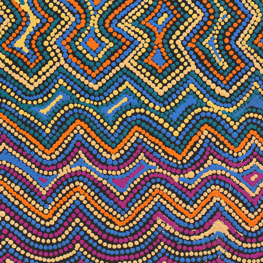 Aboriginal Artwork by Shirley Nampijinpa Turner, Pikilyi Jukurrpa (Vaughan Springs Dreaming), 40x40cm