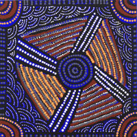 Aboriginal Artwork by Shirley Napanangka Martin, Puturlu Jukurrpa (Mt Theo Dreaming), 30x30cm