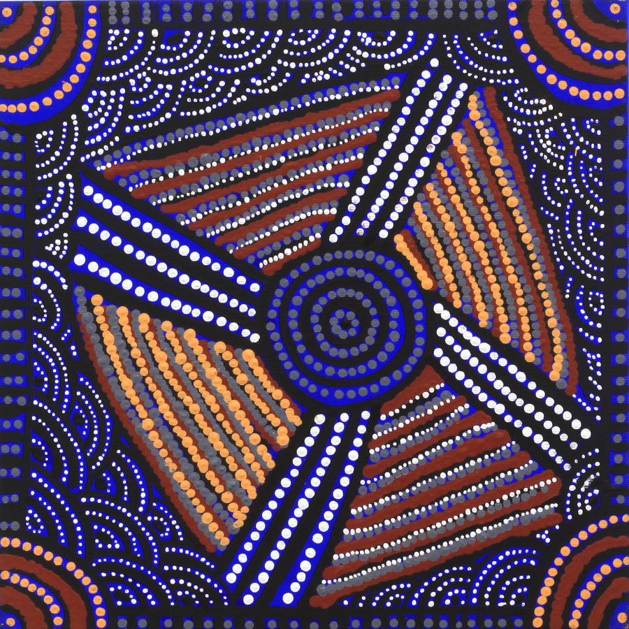 Aboriginal Artwork by Shirley Napanangka Martin, Puturlu Jukurrpa (Mt Theo Dreaming), 30x30cm