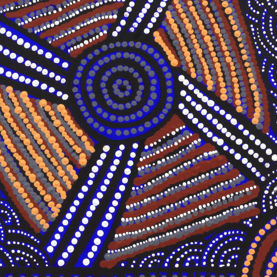 Aboriginal Artwork by Shirley Napanangka Martin, Puturlu Jukurrpa (Mt Theo Dreaming), 30x30cm